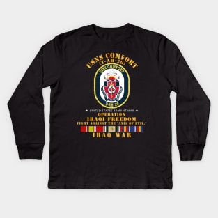 USNS Comfort - Fight Against Axis of Evil - w Iraq SVC Ribbons - OIF Kids Long Sleeve T-Shirt